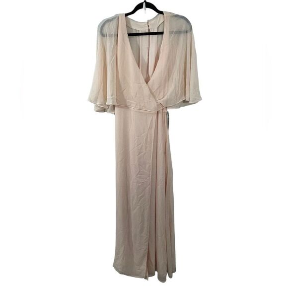 NWT ModCloth Wrapped in Rapture Light Pink Chiffon Maxi Dress Size Large - Picture 4 of 12